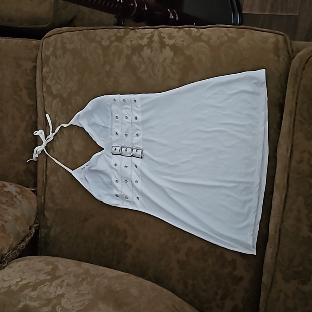 White Halter Tank Top